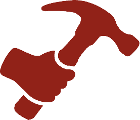 Redtail Reno logo featuring a stylized red tail and hammer icon for branding.